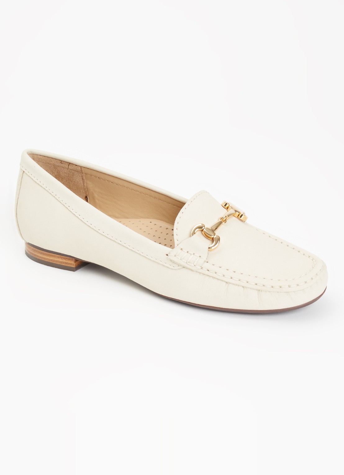 Dune London Glenniee loafer van suède - voorkant creme