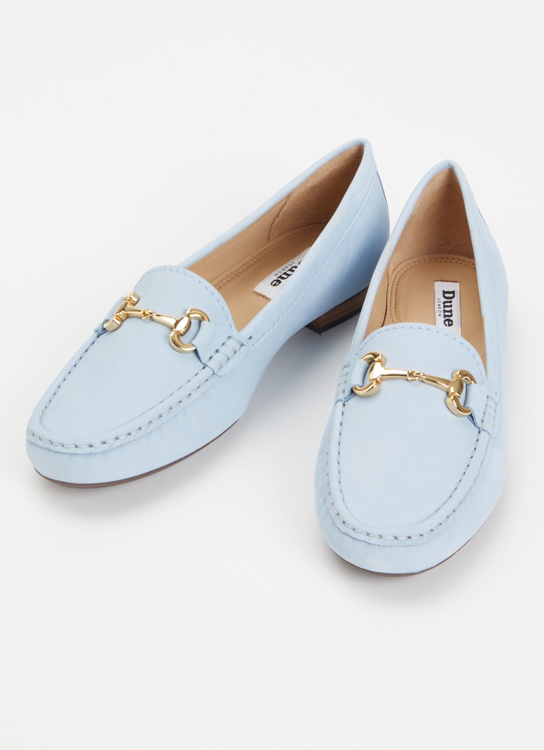 Dune London Glenniee loafer van suède - detail 2 lichtblauw