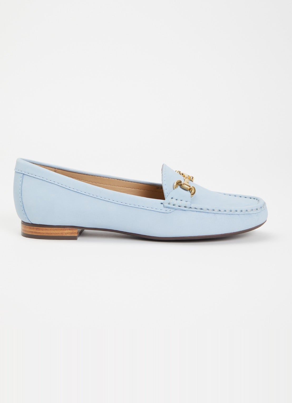 Dune London Glenniee loafer van suède - voorkant 5 lichtblauw