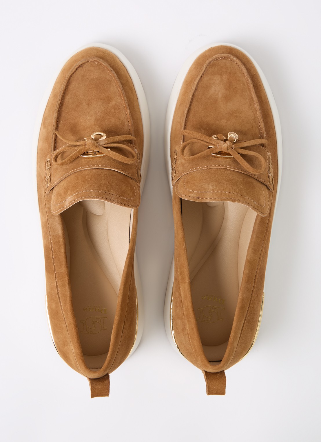 Dune London Glide loafer van leer - detail 2 camel