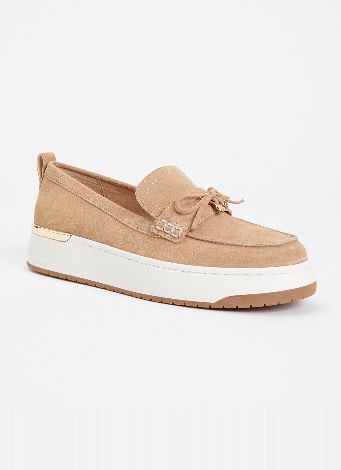 Dune London Glide loafer van leer - voorkant beige