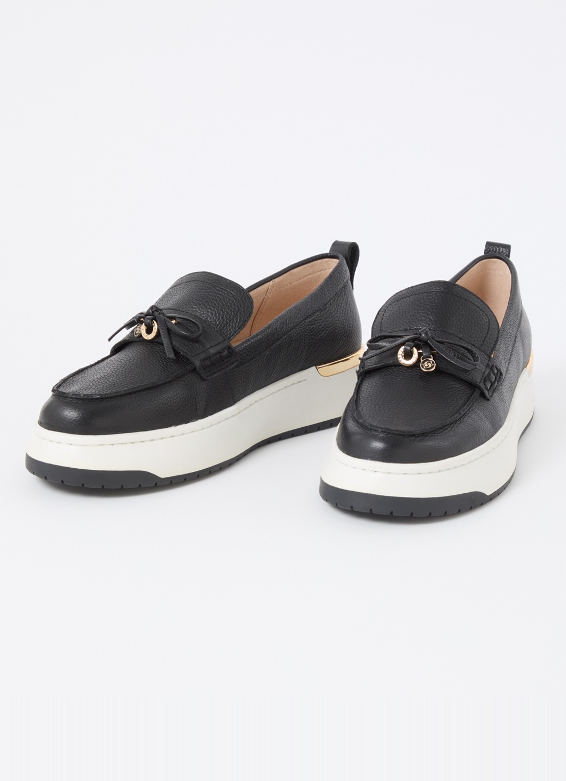 Dune London Glide loafer van leer - detail 2 zwart