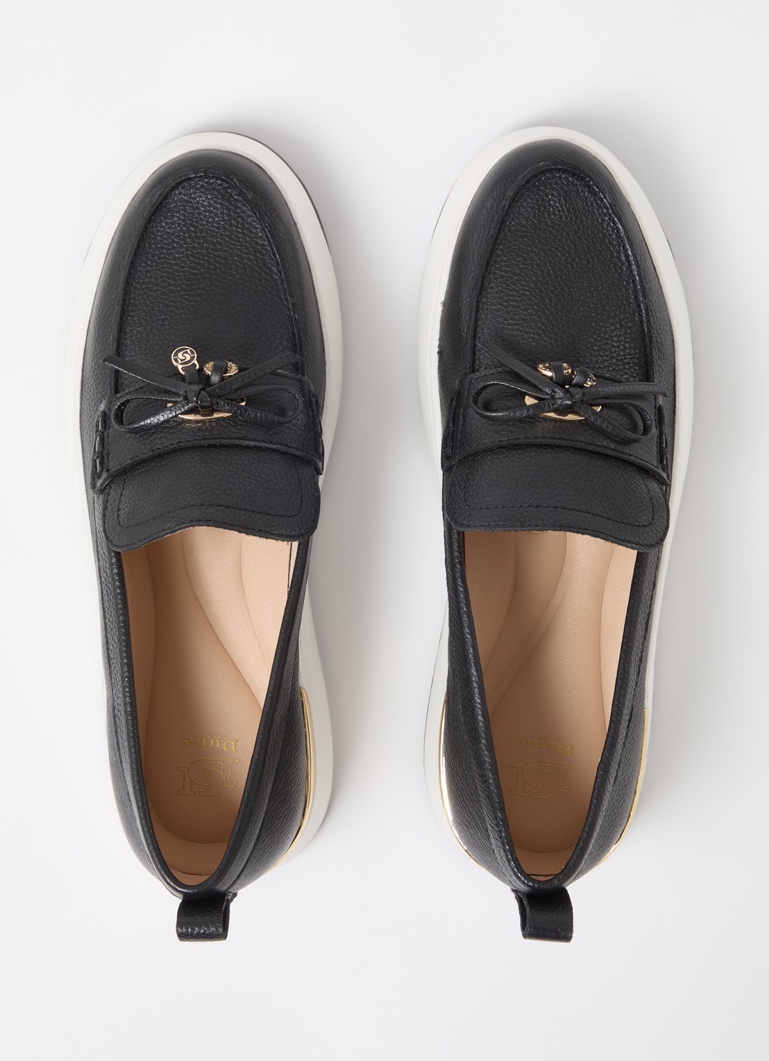 Dune London Glide loafer van leer - detail 3 zwart