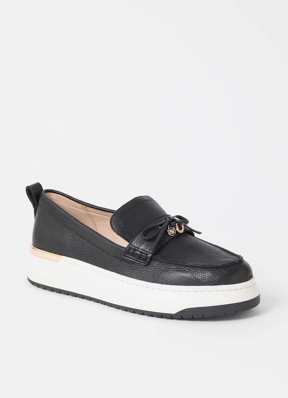 Dune London Glide loafer van leer - voorkant zwart