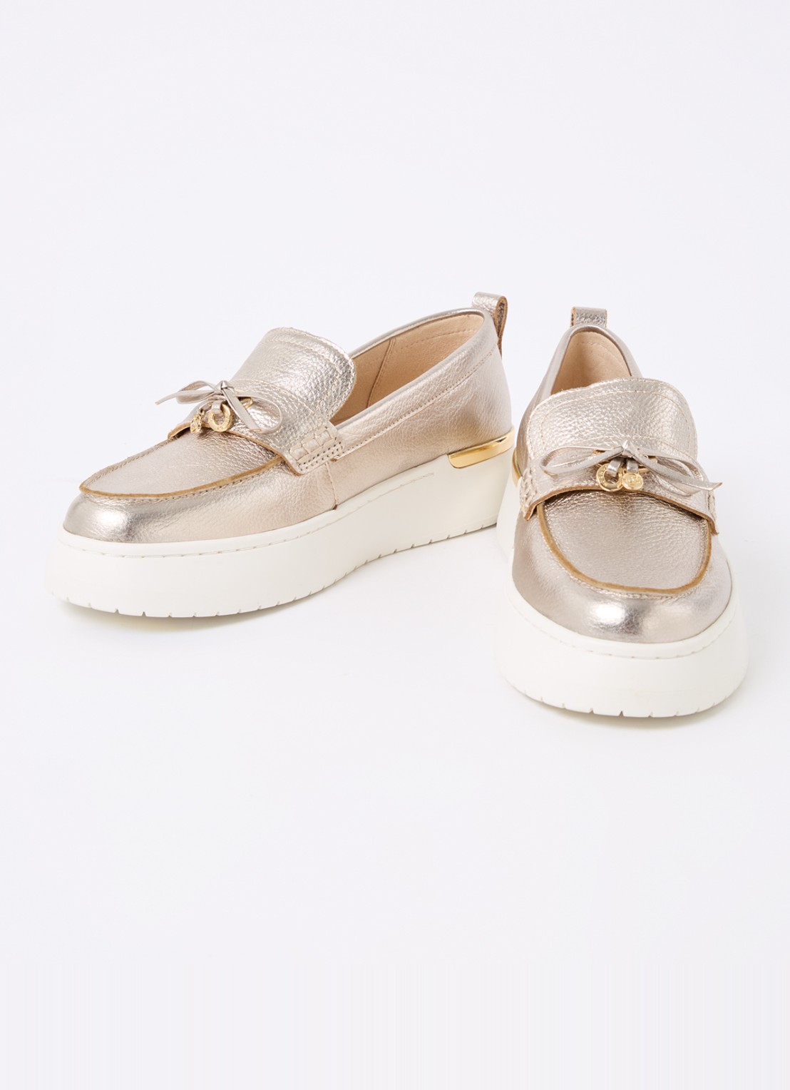 Dune London Glide loafer van leer - detail goud