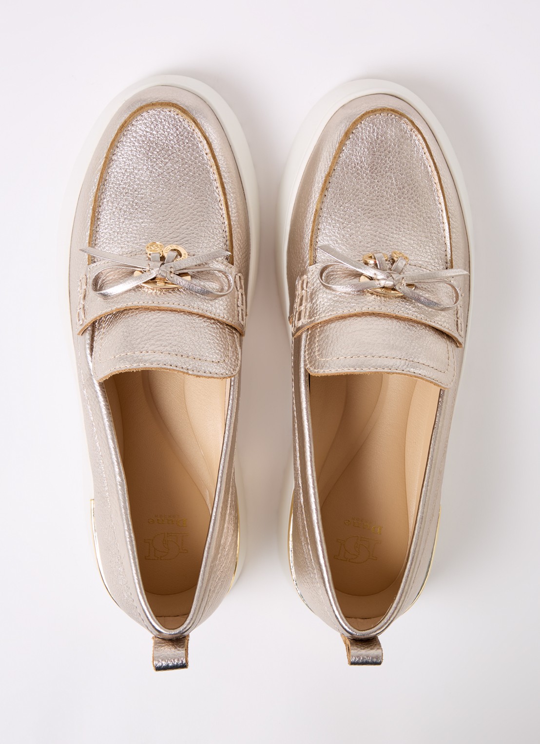 Dune London Glide loafer van leer - detail 2 goud