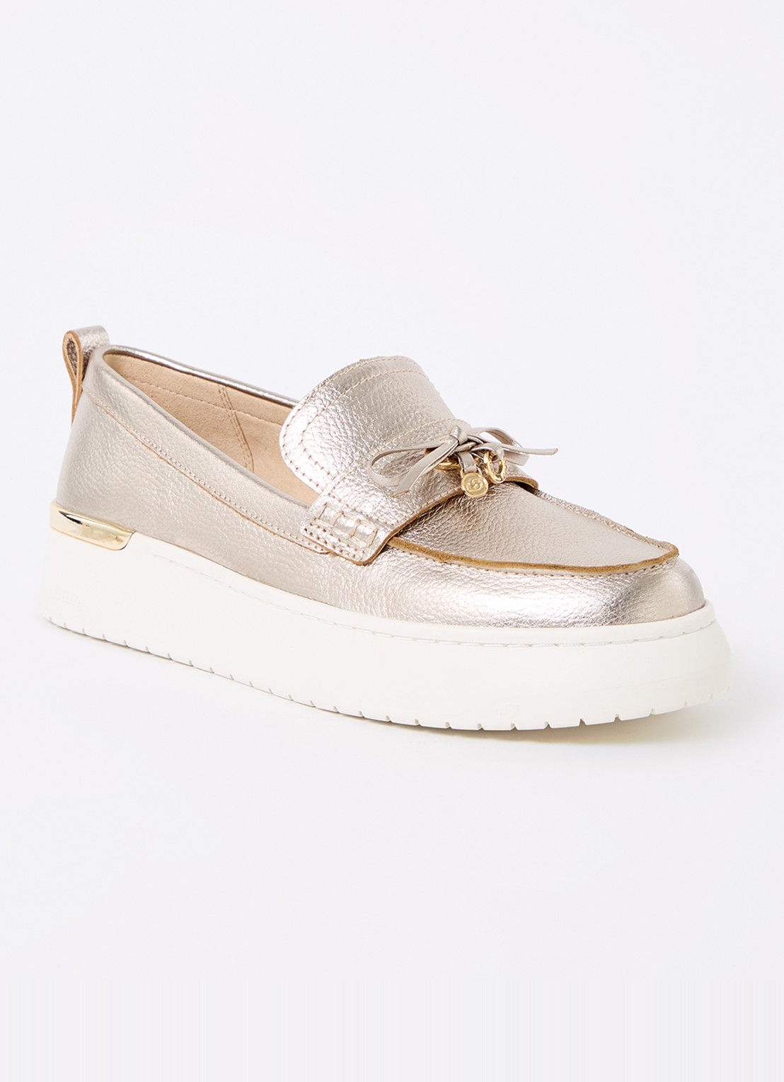 Dune London Glide loafer van leer - voorkant 5 goud