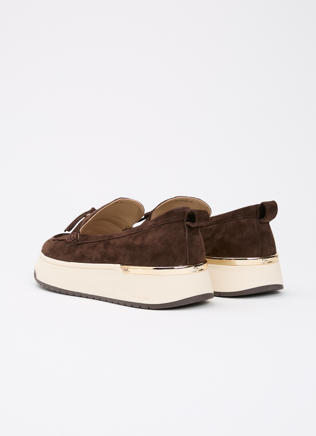 Dune London Glide loafer van leer - achterkant 5 donkerbruin