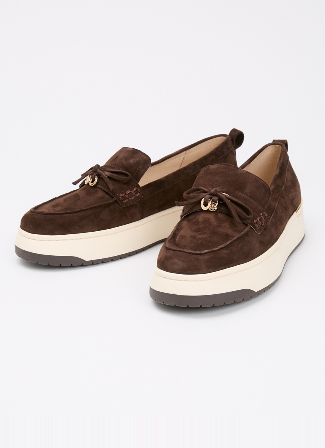 Dune London Glide loafer van leer - detail 2 donkerbruin