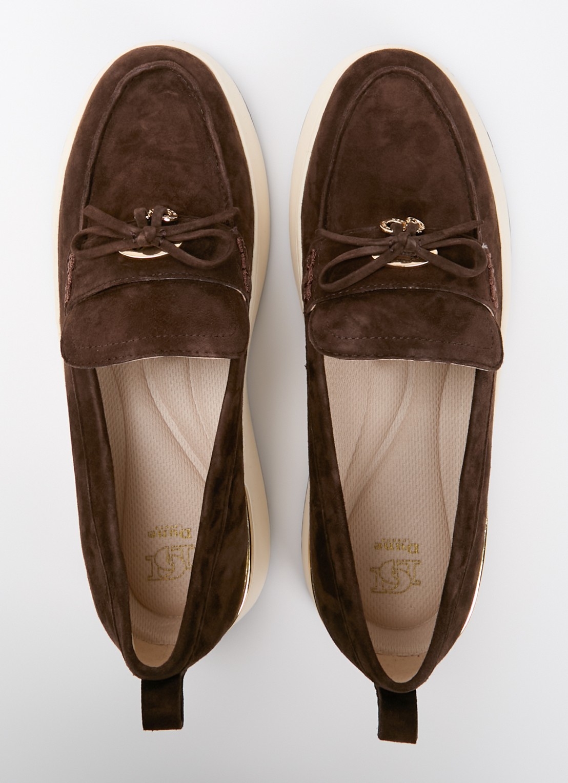 Dune London Glide loafer van leer - detail 3 donkerbruin