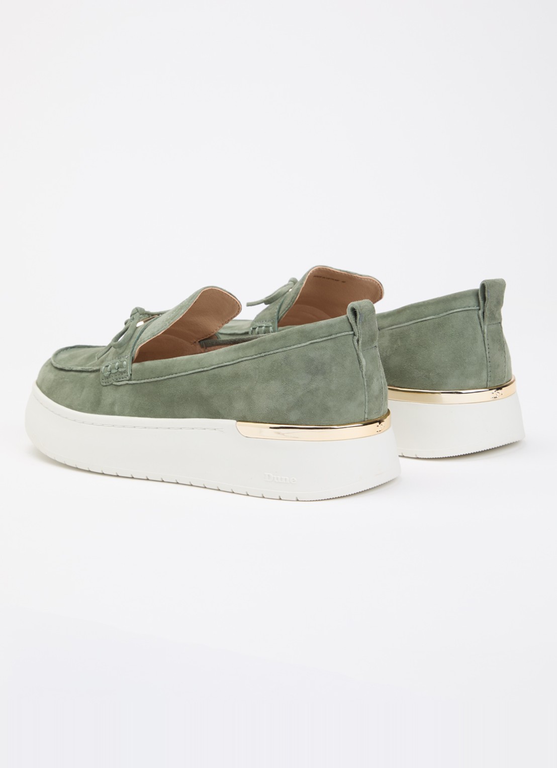 Dune London Glide loafer van leer - achterkant 4 olijfgroen