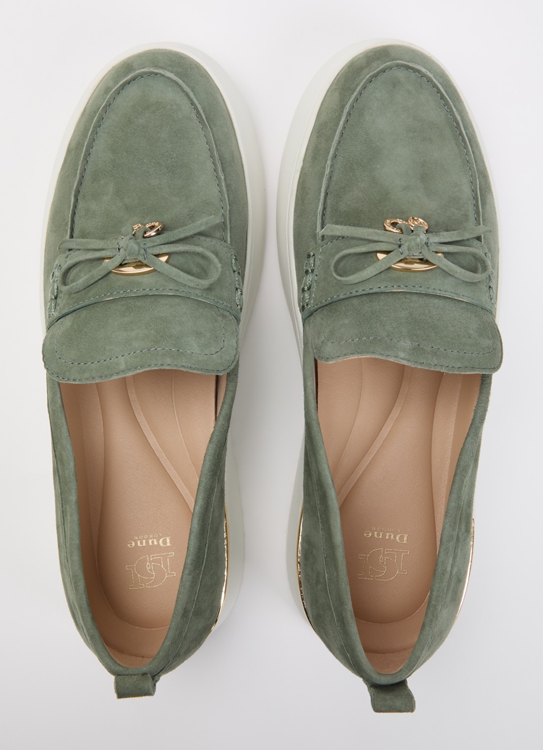 Dune London Glide loafer van leer - detail 2 olijfgroen