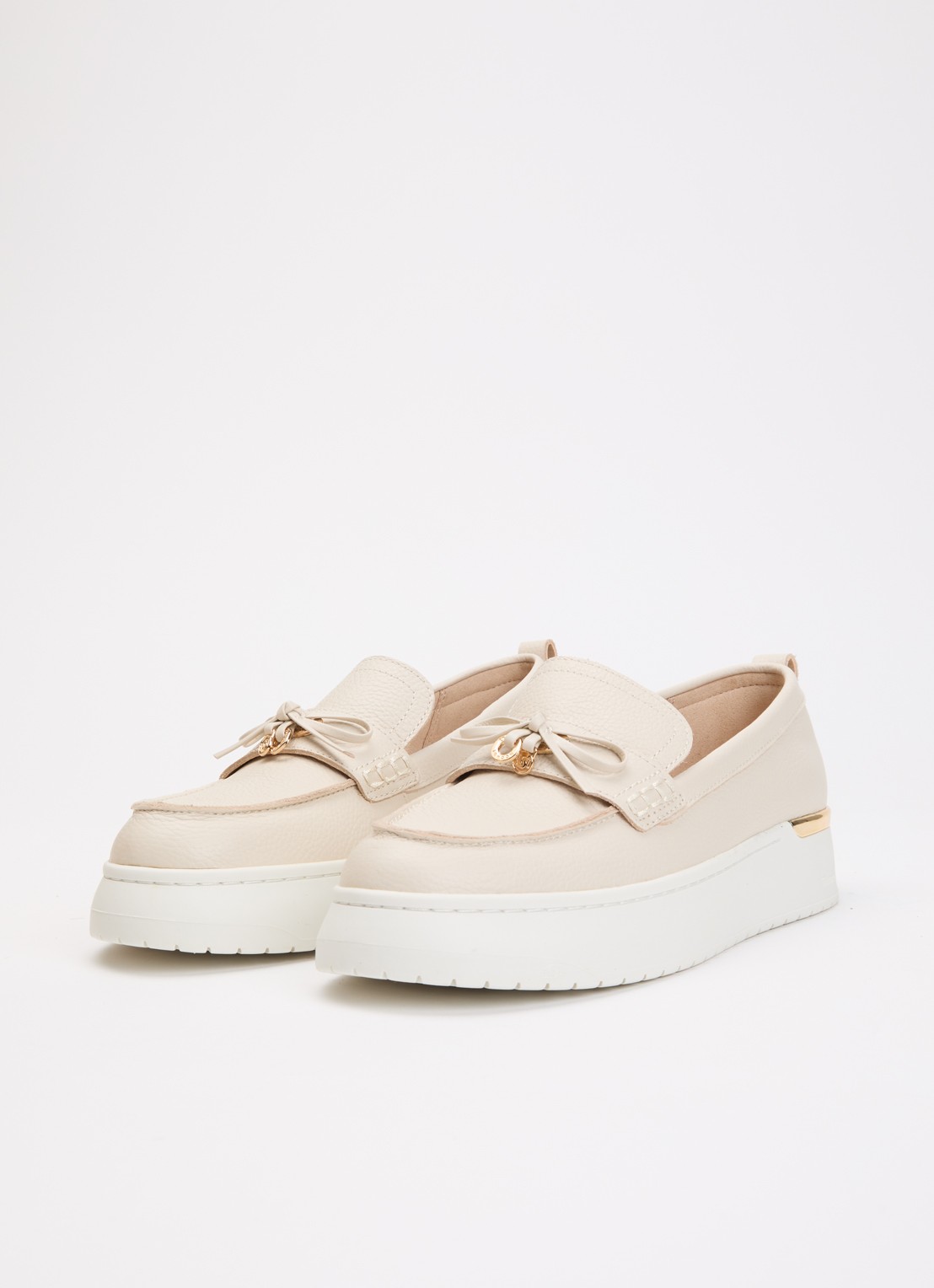 Dune London Glide loafer van leer - detail 3 creme