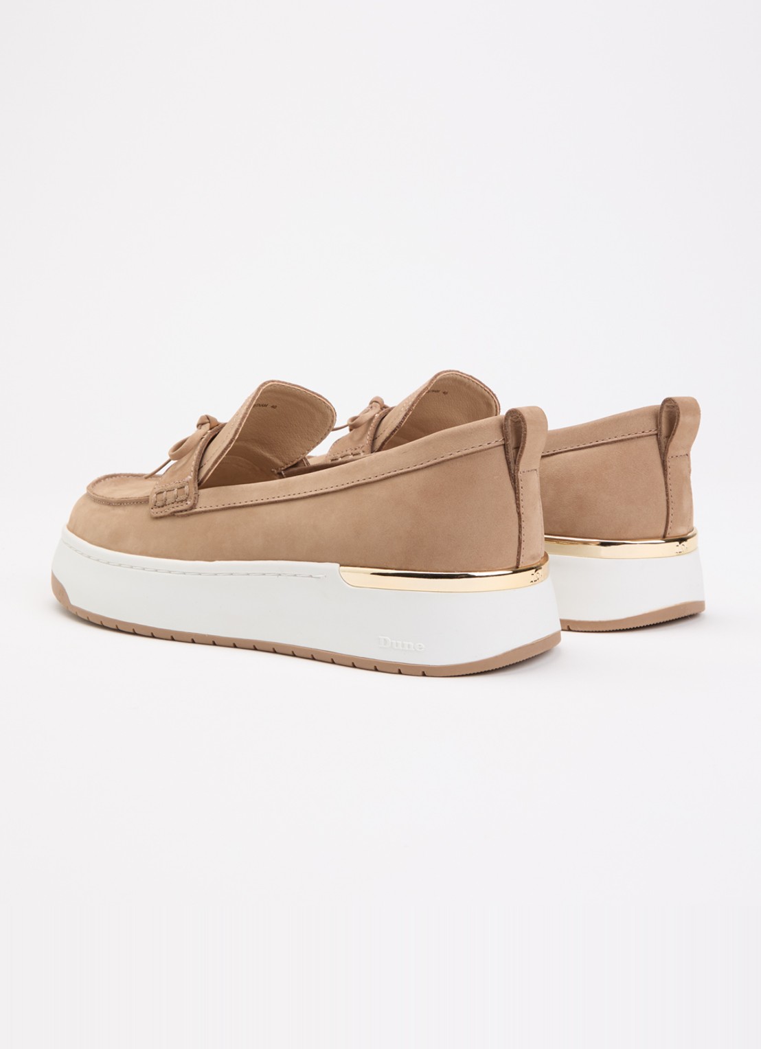 Dune London Glide loafer van leer - achterkant lichtbruin