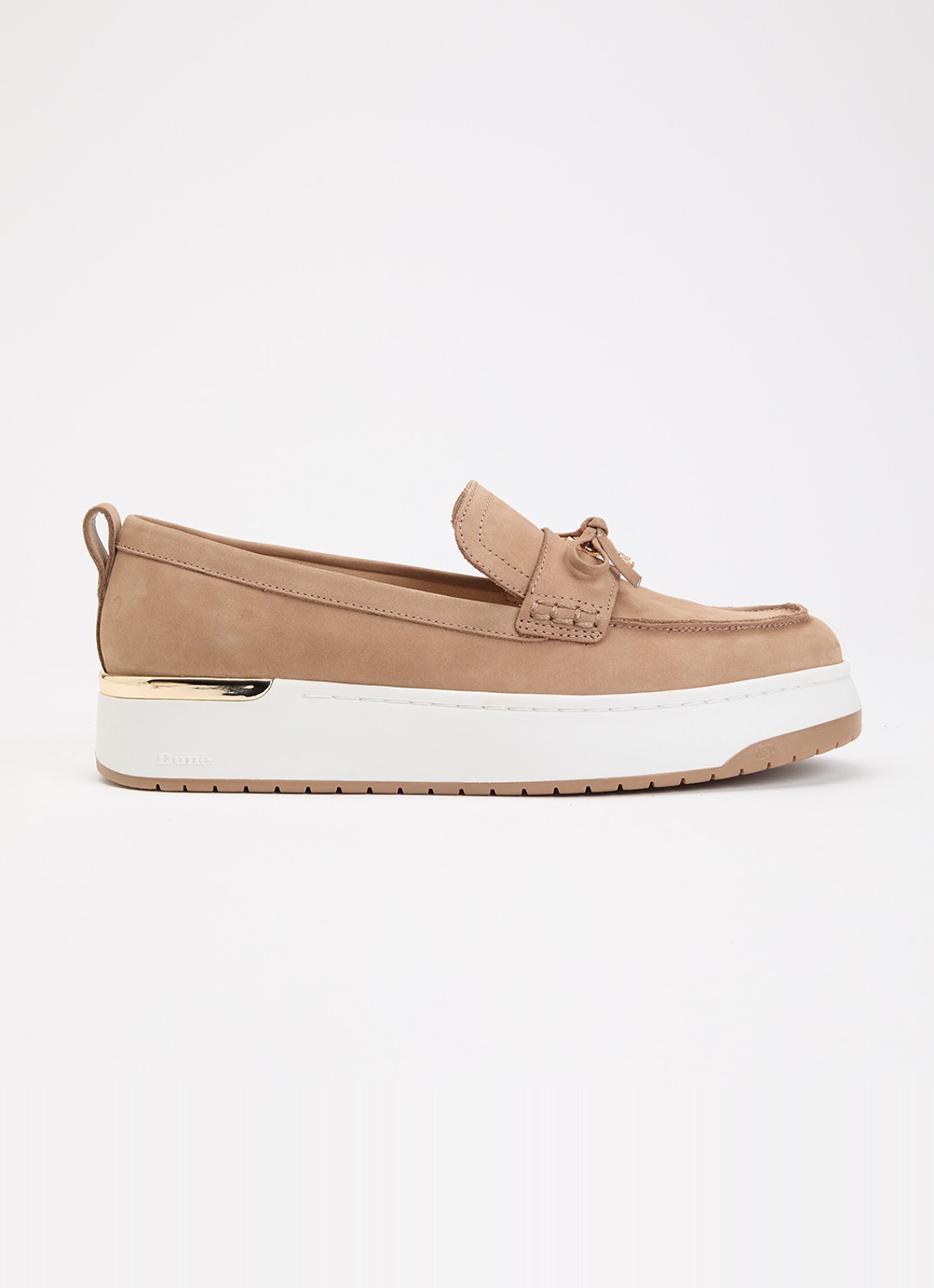 Dune London Glide loafer van leer - voorkant 2 lichtbruin