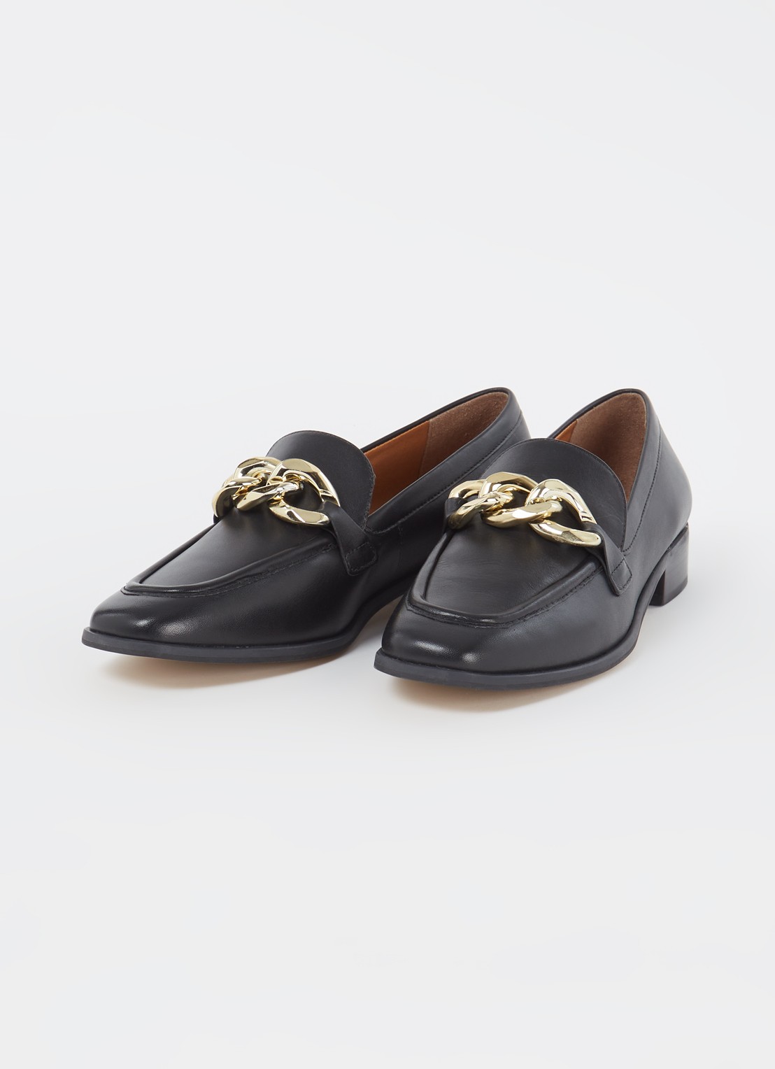 Dune London Glimpse loafer van leer - detail zwart