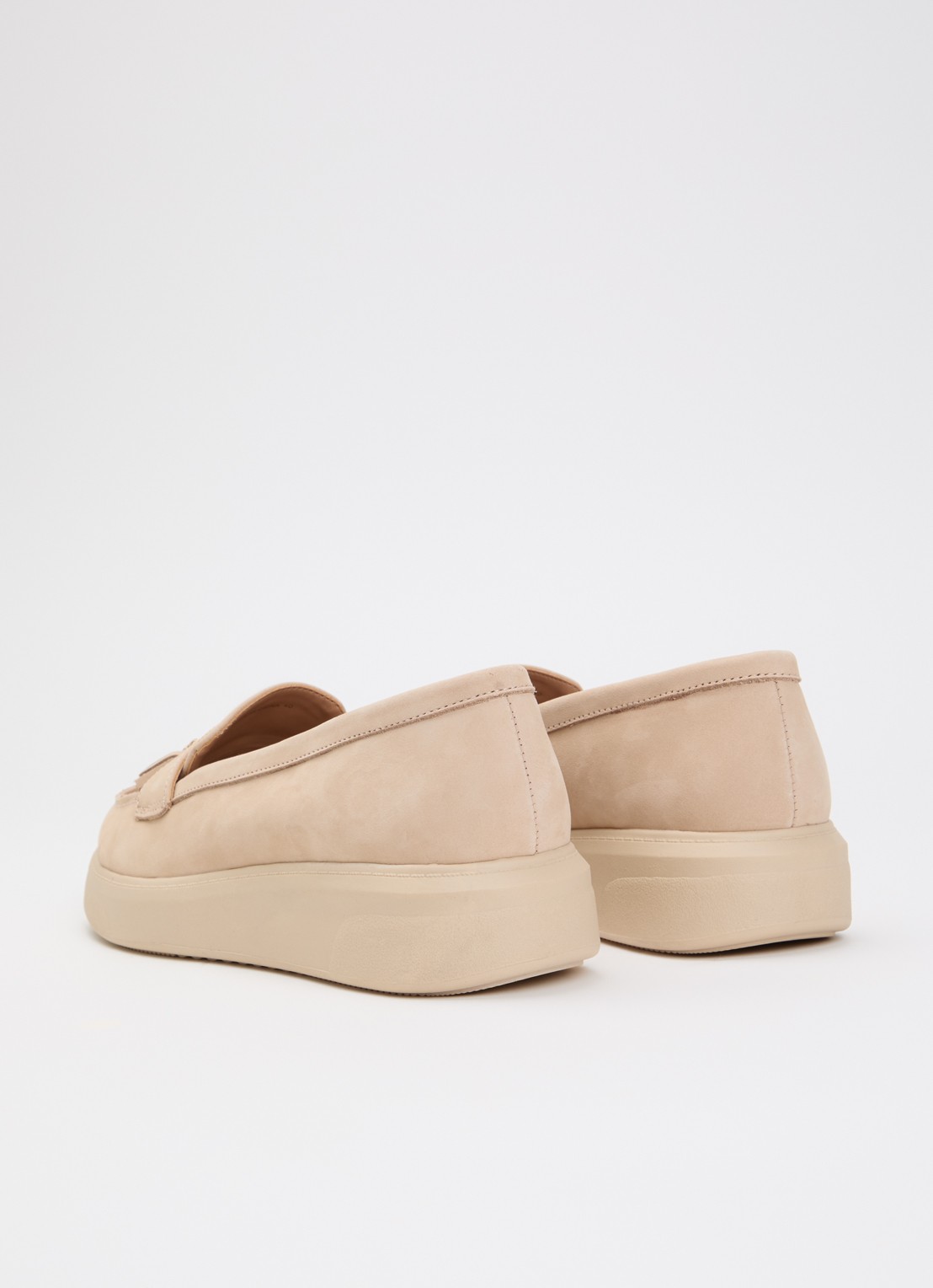 Dune London Glissade loafer van leer met franjes - achterkant creme