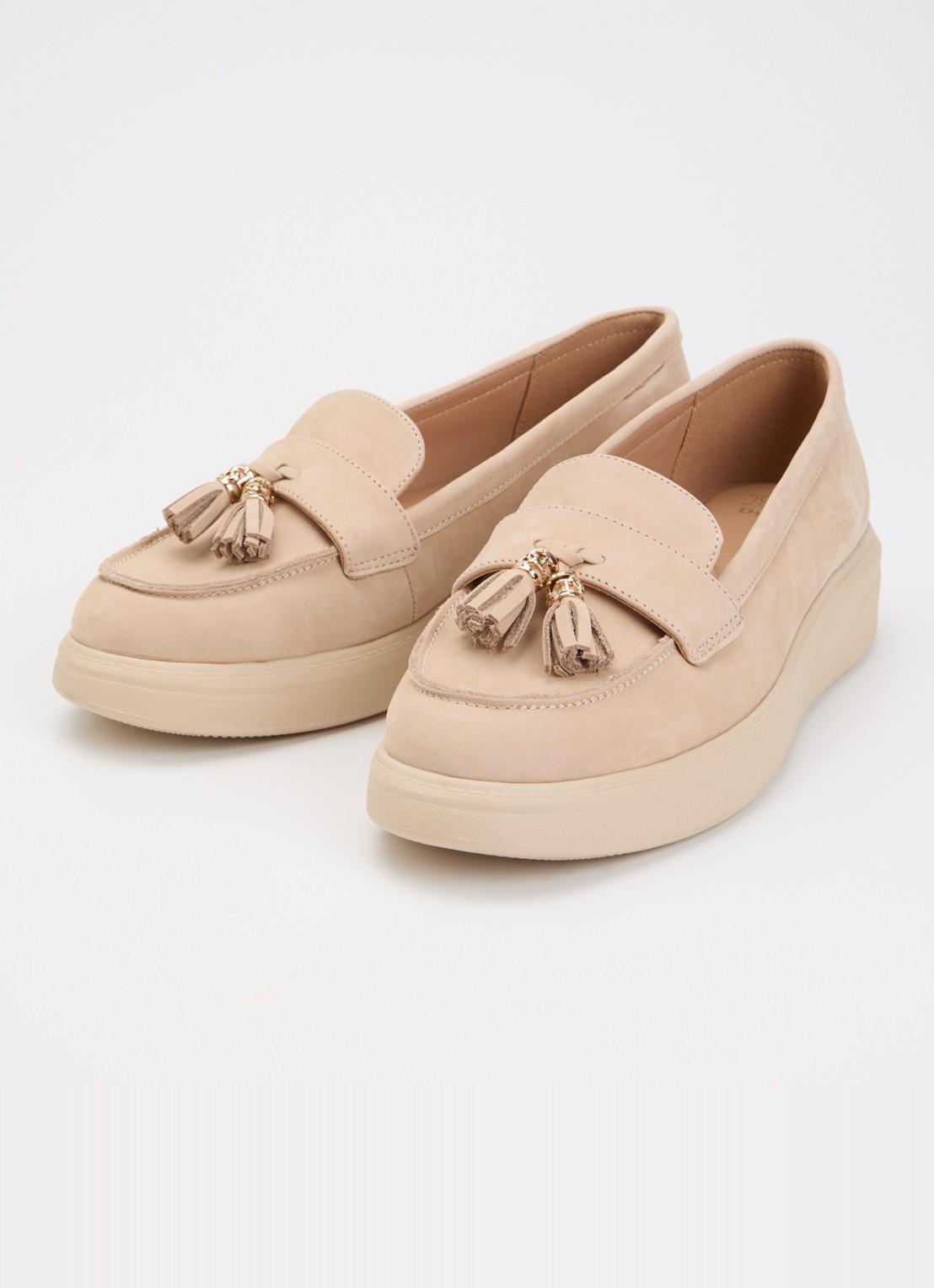 Dune London Glissade loafer van leer met franjes - detail 3 creme
