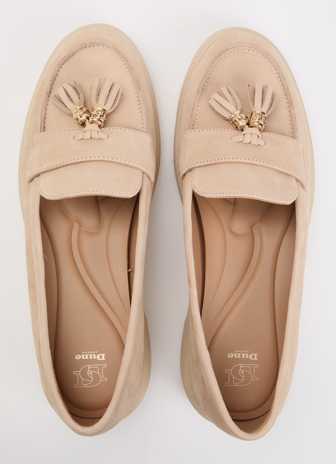 Dune London Glissade loafer van leer met franjes - detail 4 creme