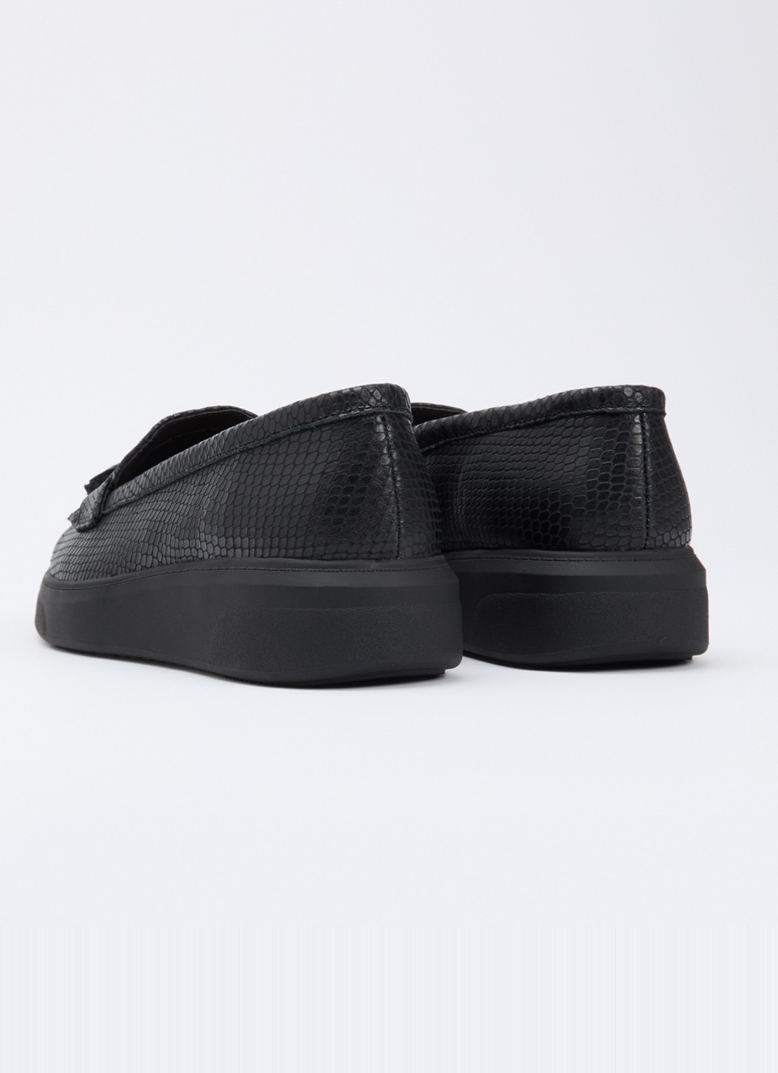 Dune London Glissade loafer van leer met franjes - achterkant 5 zwart