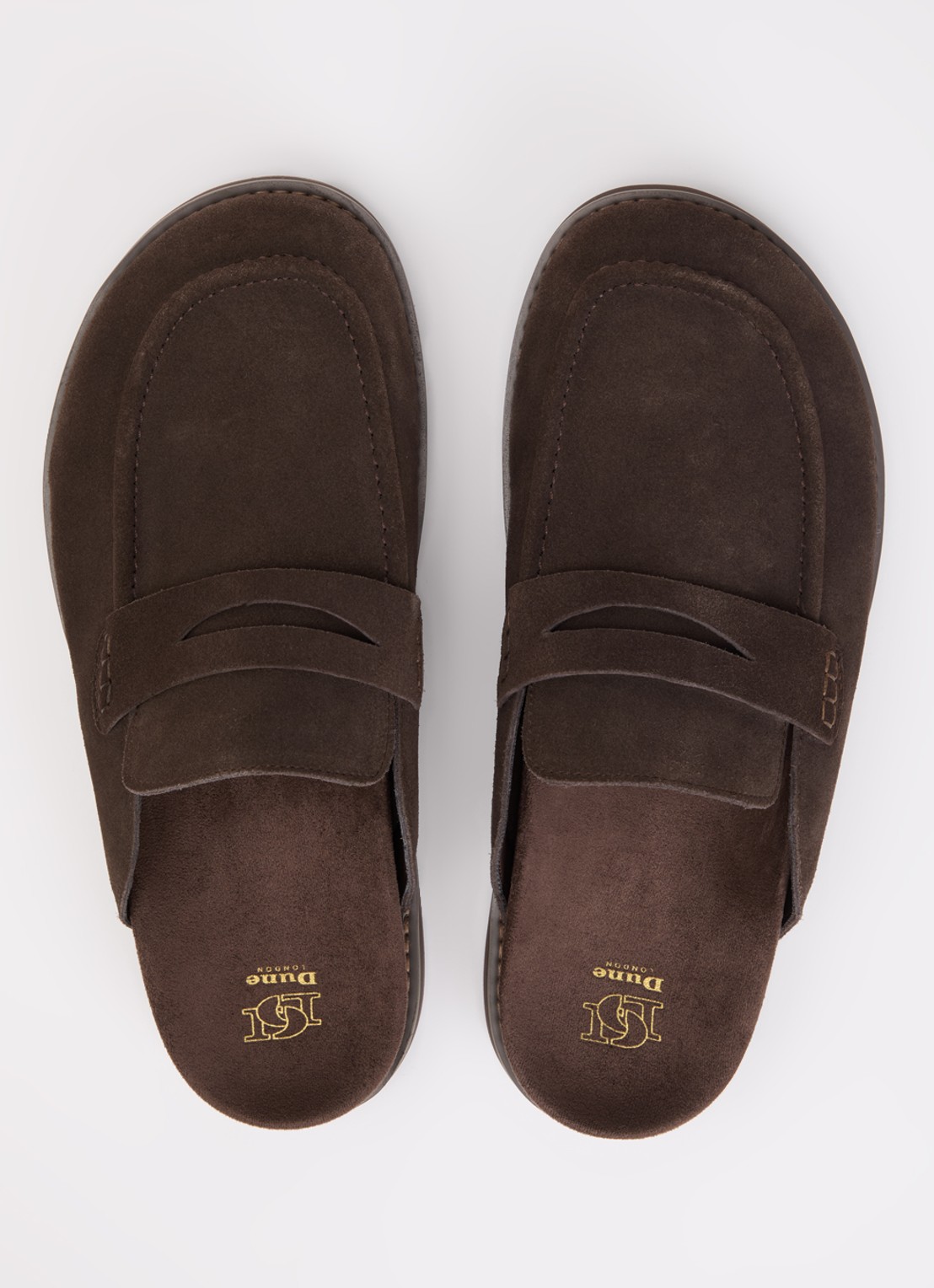 Dune London Goldens clog - detail 2 donkerbruin