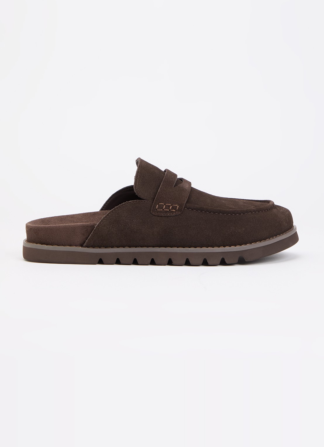Dune London Goldens clog - voorkant 5 donkerbruin