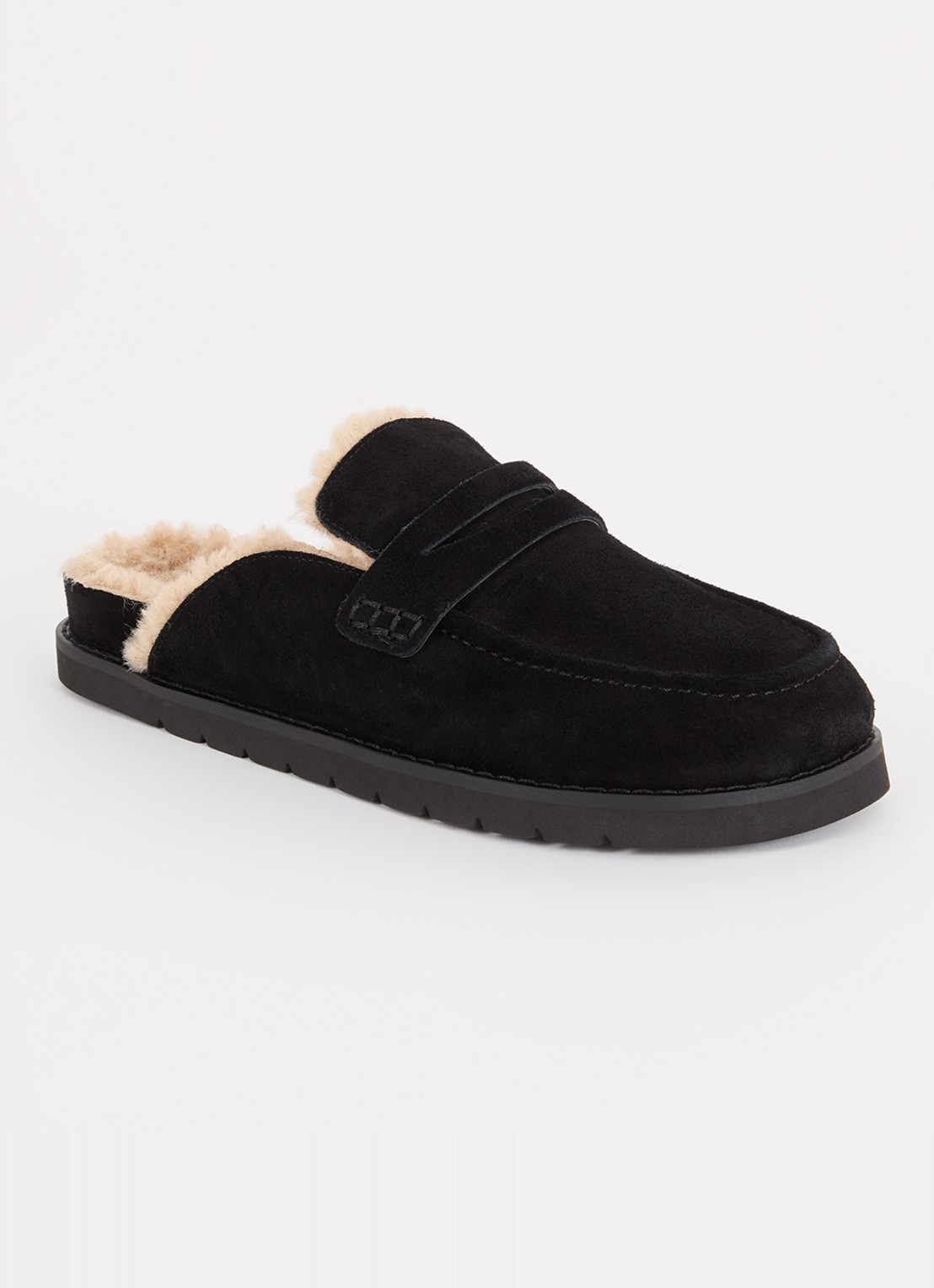 Dune London Goldy muiltje van suède  - voorkant 4 zwart