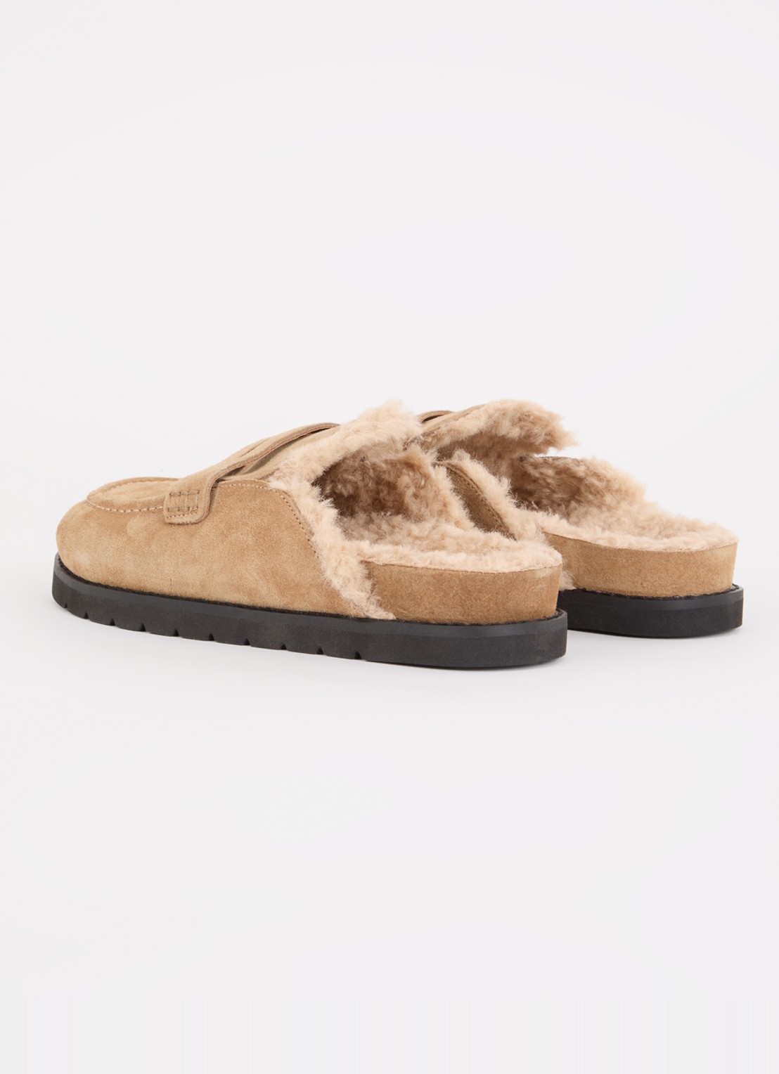 Dune London Goldy muiltje van suède  - achterkant camel