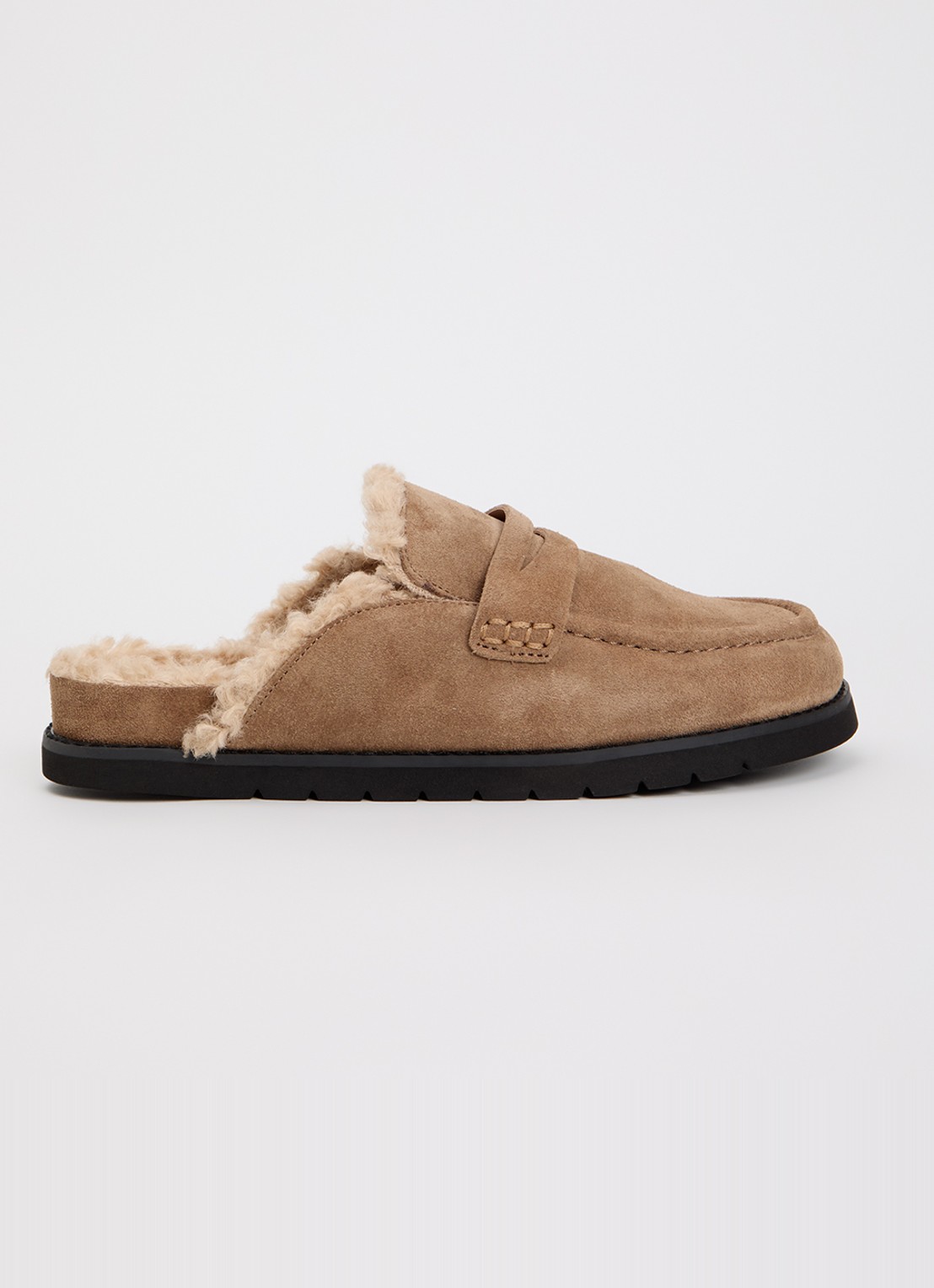 Dune London Goldy muiltje van suède  - voorkant 5 taupe