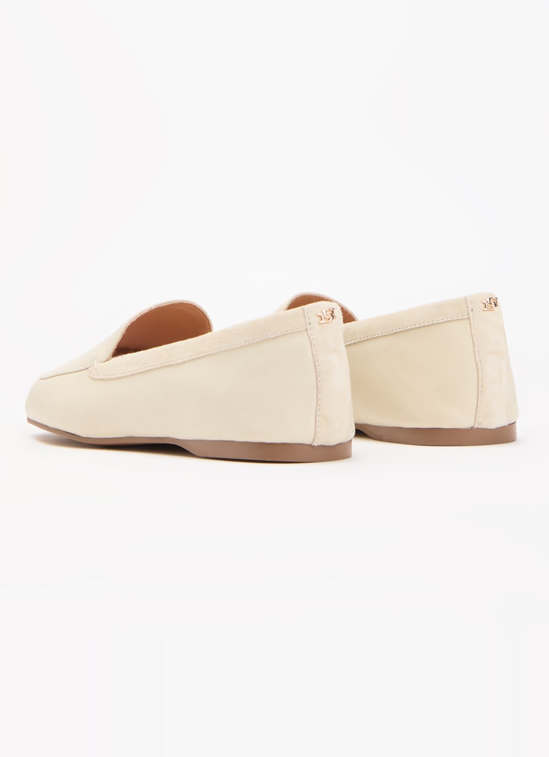 Dune London Gosette loafer van leer met details van suède - achterkant ivoor