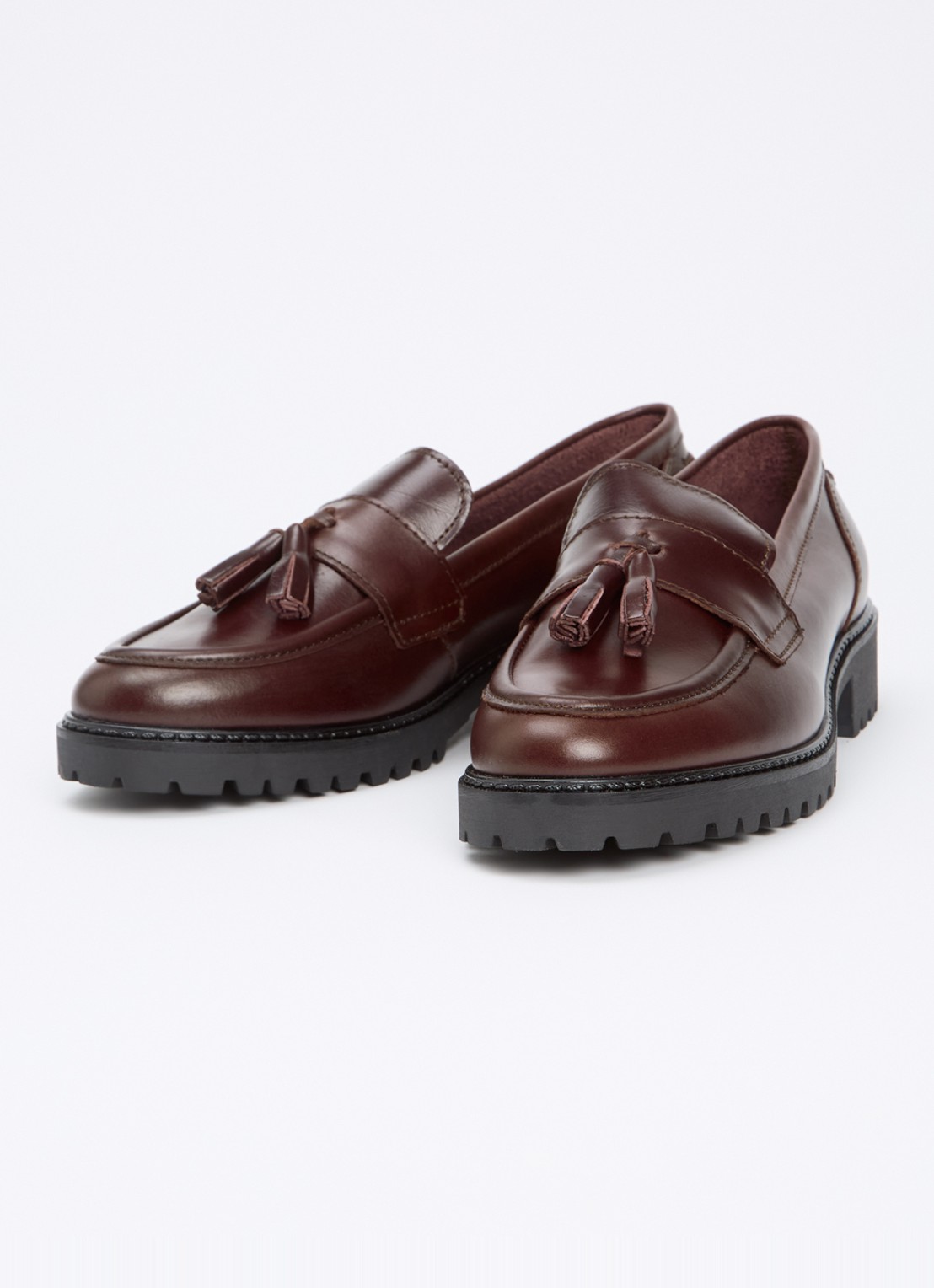 Dune London Gracelyn loafer van leer  - detail 3 roodbruin