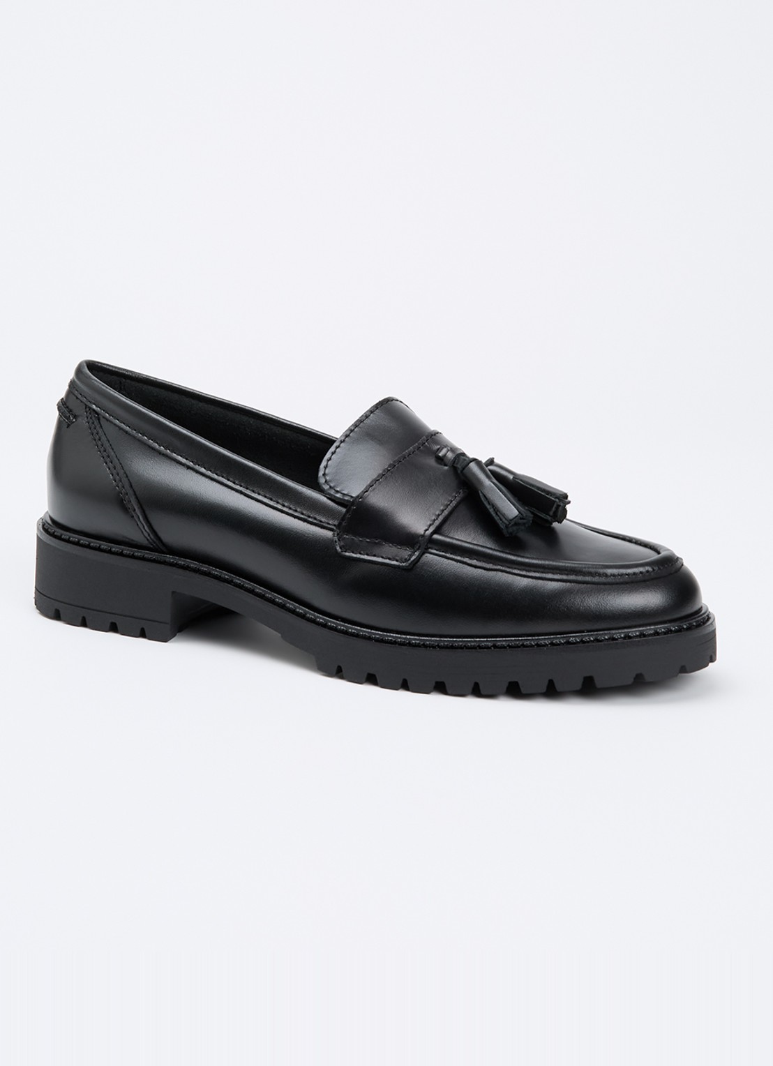 Dune London Gracelyn loafer van leer  - voorkant zwart