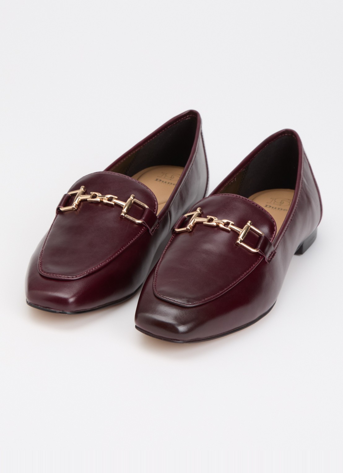 Dune London Grained loafer - detail roodbruin