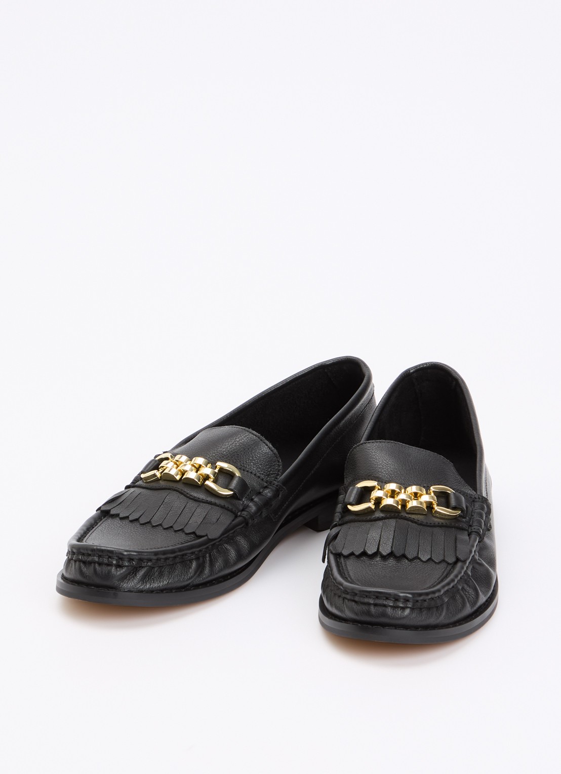 Dune London Granules loafer van leer - detail 3 zwart
