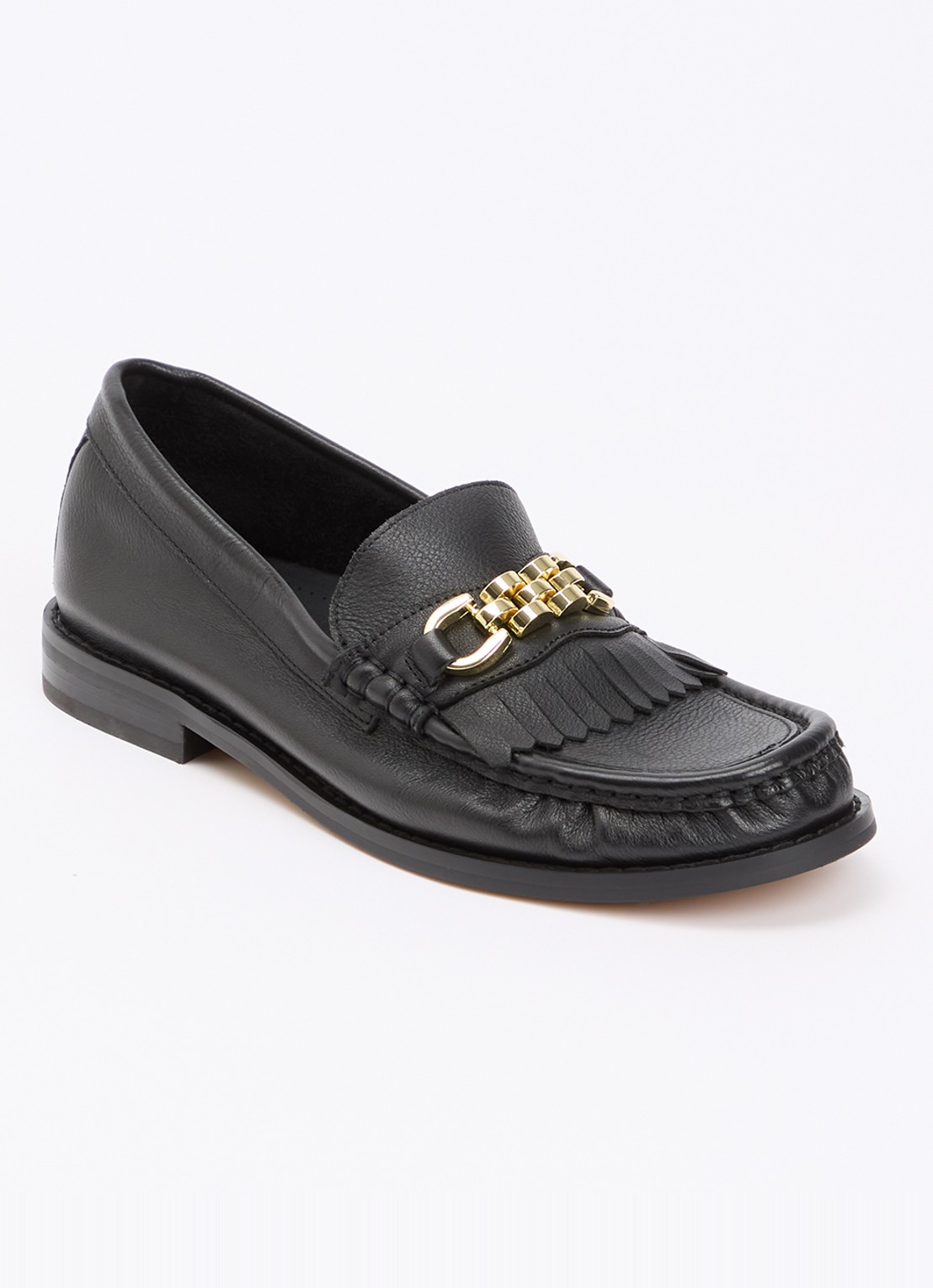 Dune London Granules loafer van leer - voorkant 2 zwart