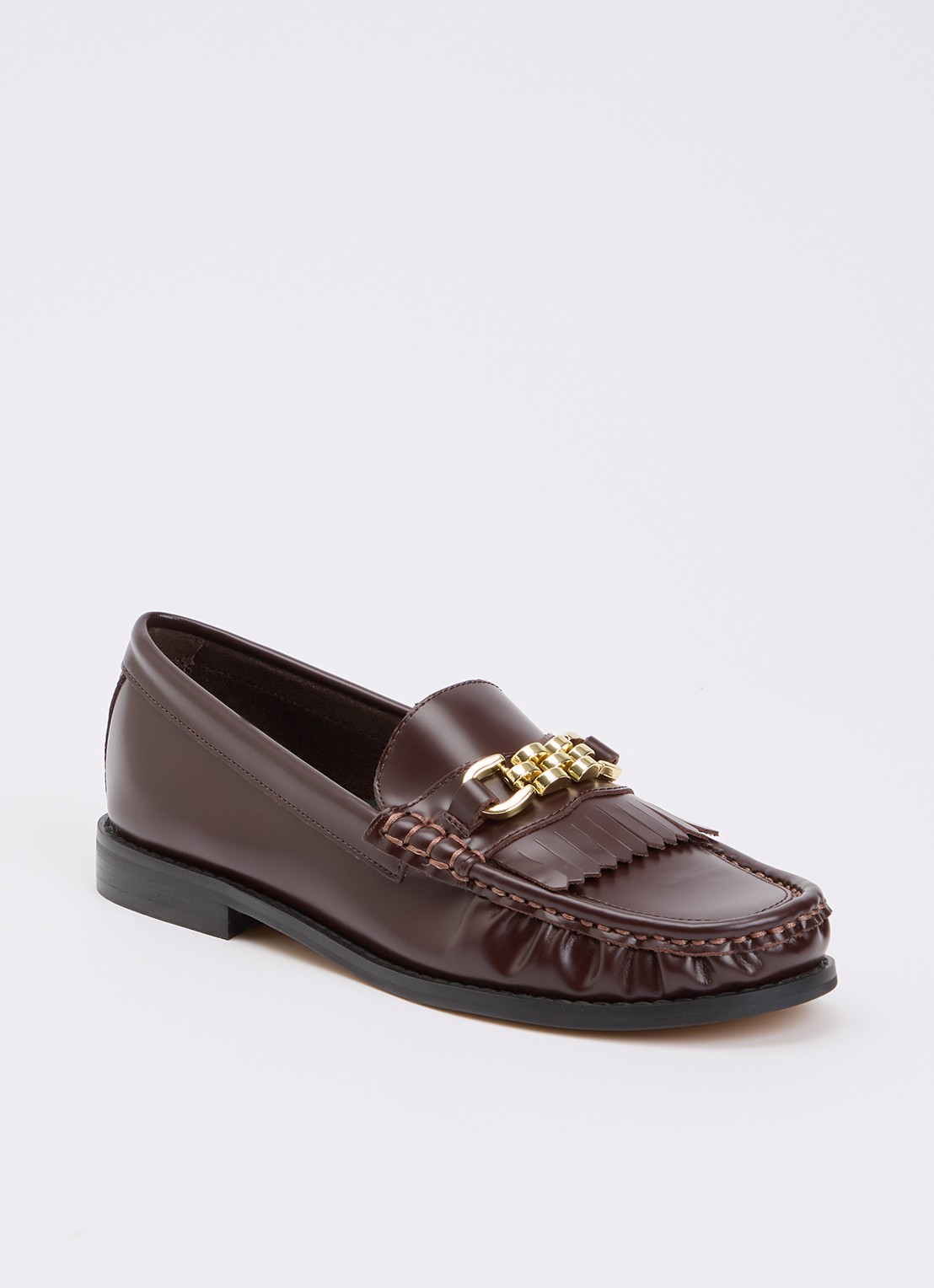 Dune London Granules loafer van leer - voorkant 4 bordeauxrood