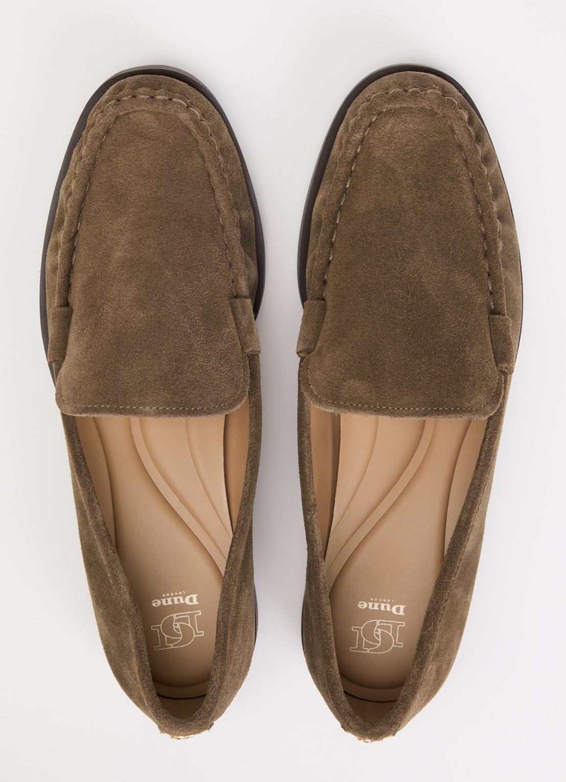 Dune London Grates loafer van leer - detail 2 bronsgroen