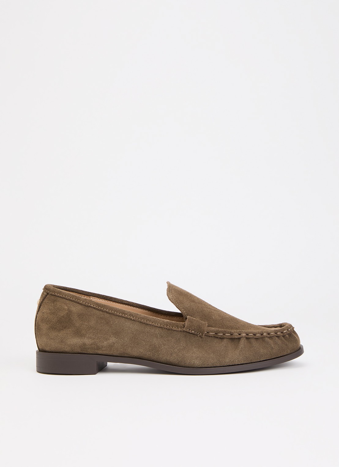 Dune London Grates loafer van leer - voorkant 5 bronsgroen