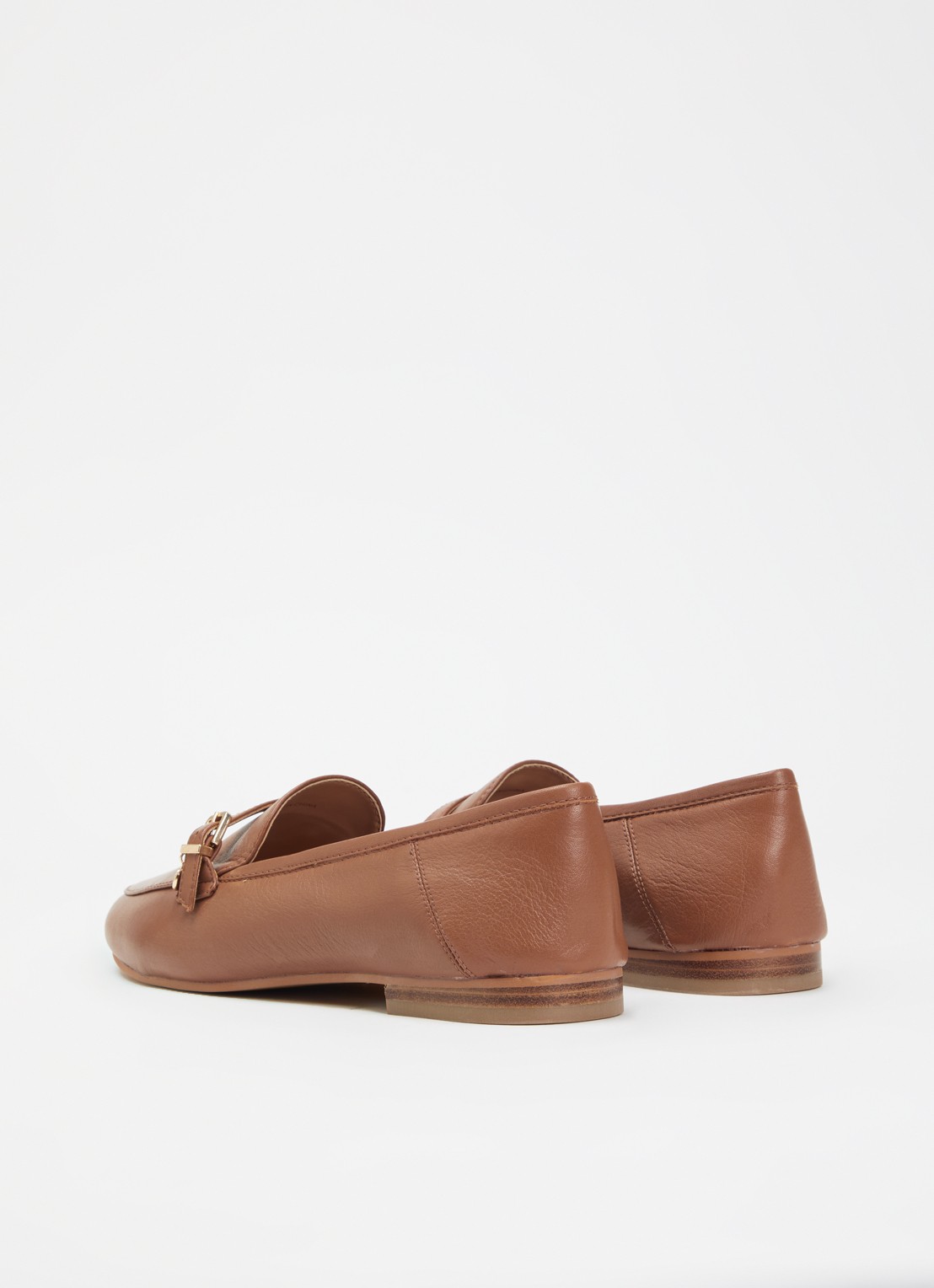 Dune London Greya loafer van leer met gespdetail - achterkant 5 cognac