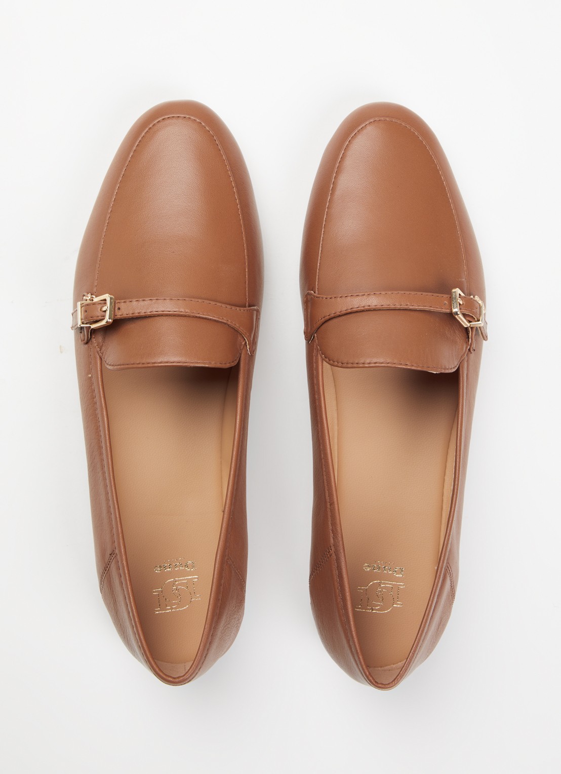 Dune London Greya loafer van leer met gespdetail - detail 2 cognac