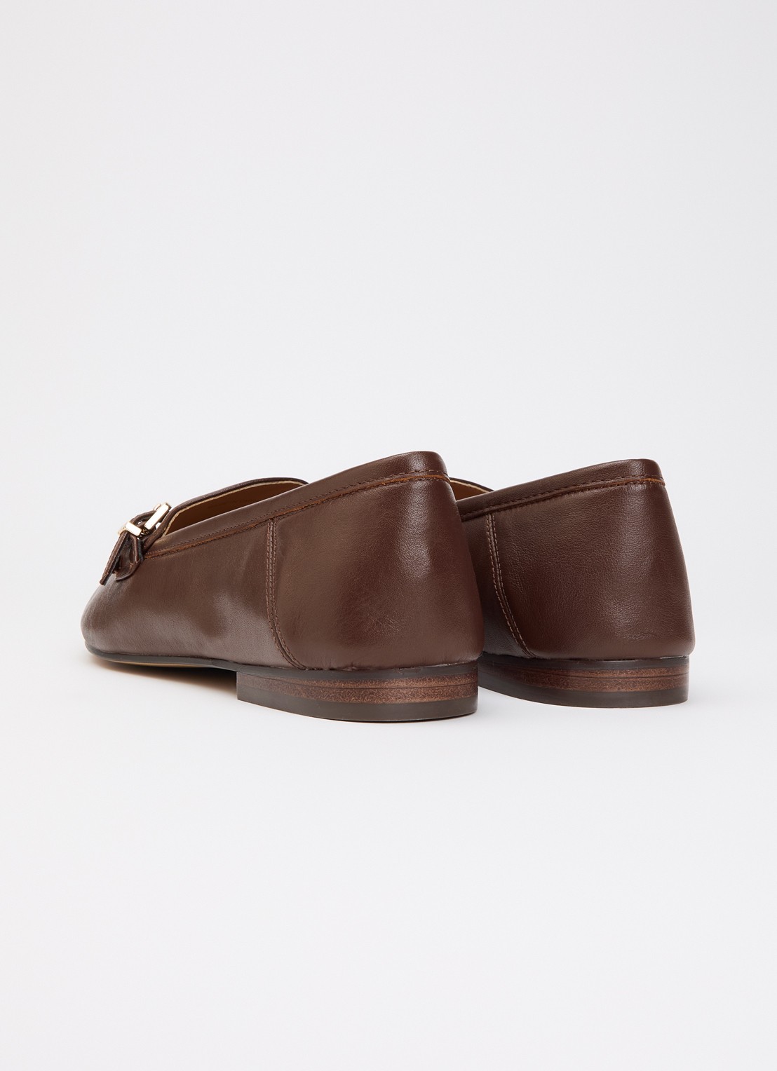 Dune London Greya loafer van leer met gespdetail - achterkant donkerbruin