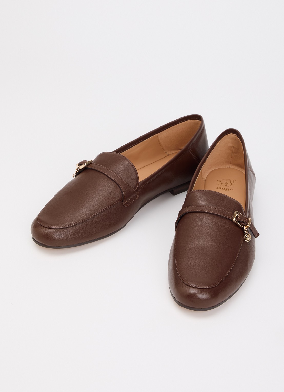 Dune London Greya loafer van leer met gespdetail - detail 2 donkerbruin