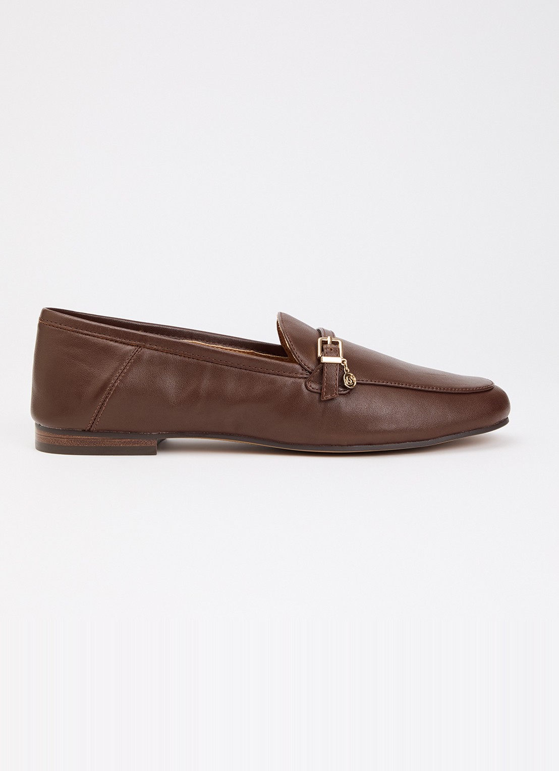 Dune London Greya loafer van leer met gespdetail - voorkant 5 donkerbruin