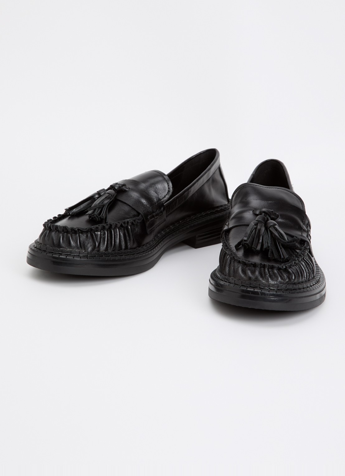 Dune London Grids loafer van leer  - detail zwart