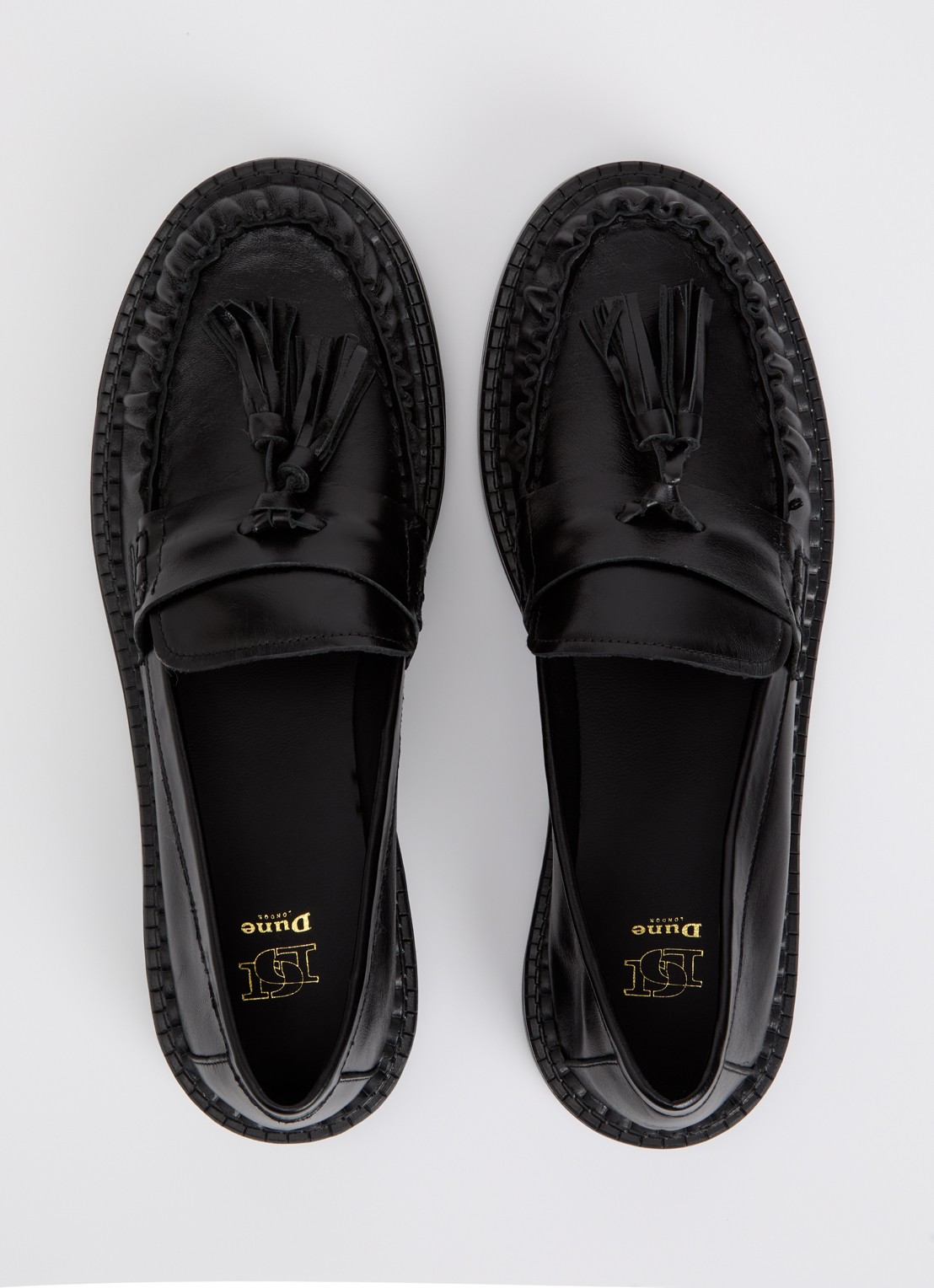 Dune London Grids loafer van leer  - detail 2 zwart
