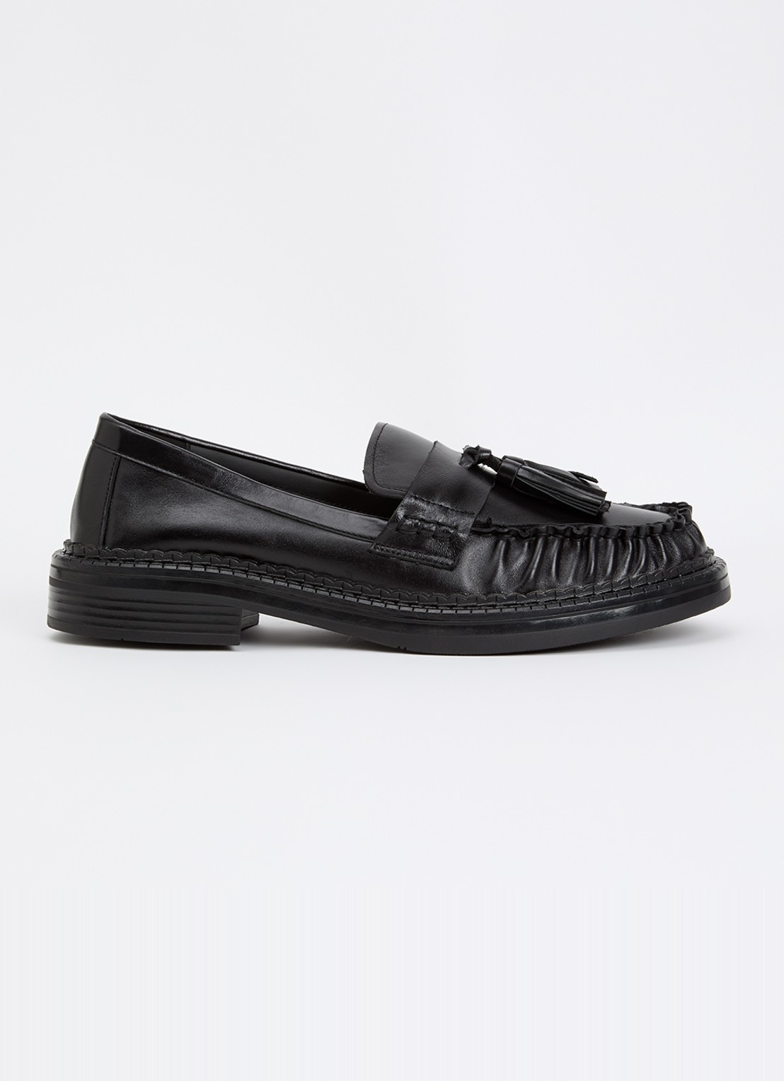Dune London Grids loafer van leer  - voorkant 5 zwart