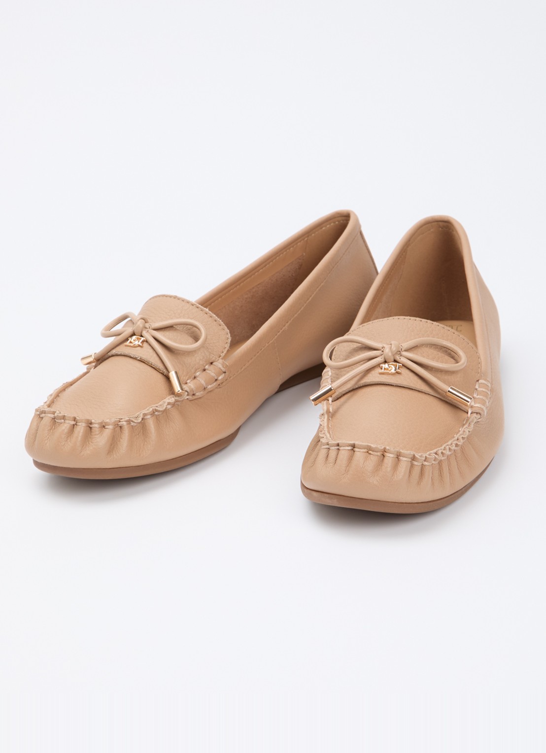 Dune London Grier mocassin van leer - detail 2 donkerbeige