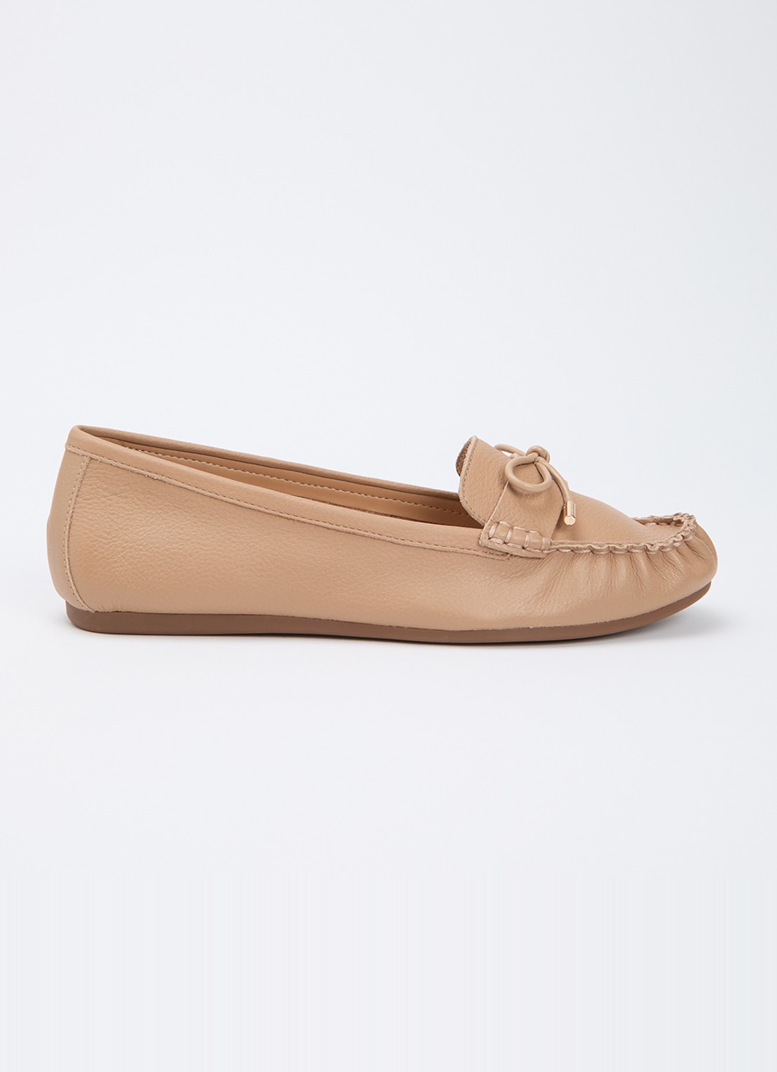 Dune London Grier mocassin van leer - voorkant 5 donkerbeige