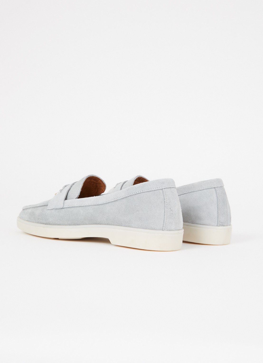 Dune London Grinning loafer van suède - achterkant 3 blauwgrijs