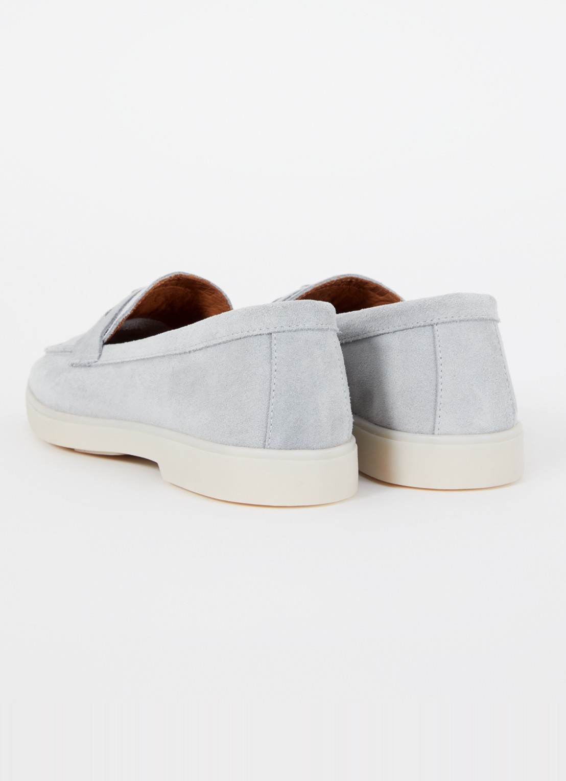 Dune London Grinning loafer van suède - achterkant 4 blauwgrijs